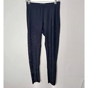 Willow Jet Black Laser Cut Design High Waist Stretch Legging Pants Medium